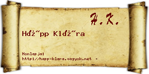 Hápp Klára névjegykártya